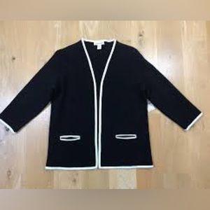 Coldwater Creek classic black and white trim jacket size 14